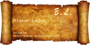 Bierer Lajos névjegykártya